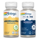 SOLARAY Akkermansia Postbiotic 10 Billon TFU and ProSorb Berberine - Akk11 Beneficial Strain for Gut Microbiome Health Support - 9X Absorption Berberine Phytosome - Vegan, Gluten Free, 30 Servings Ea