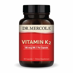 Dr. Mercola Vitamin K2-180 mcg Vitamin K2 as MK-7 - Supports Healthy Arterial Function & Heart Health - Non-GMO, Gluten-Free & Dairy-Free - 30 Capsules (30 Servings)