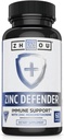 Zhou Zinc Defender - Zinc Supplements for Men & Women, 30mg Per Serving for Immune Health and Mineral Support, Pure Vegan Formula - 60 Capsules