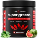 NutraChamps Super Greens Powder Premium Superfood | 20+ Organic Green Veggie Whole Foods | Alfalfa, Spirulina, Chlorella & More | Antioxidant, Digestive Enzyme & Probiotic Blends | Watermelon
