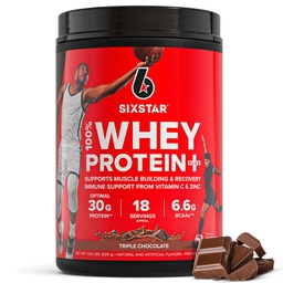 Six Star Whey Protein Powder Whey Protein Plus | Whey Protein Isolate & Peptides | Lean Protein Powder for Muscle Gain | Muscle Builder for Men & Women | Triple Chocolate, 1.82 lbs (826 g)