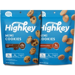 HighKey Sugar Free Cookies Variety 2-Pack - Keto Snack Pack Zero Carb No Sugar Chocolate Chip Cookies + Snickerdoodles Low Carb Snacks Gluten Free Diabetic Snack Dessert Diet Friendly Food Sweets 4oz