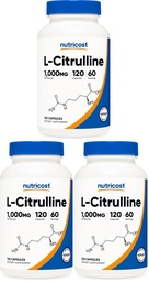 Nutricost L-Citrulline 500mg, 120 Capsules - Gluten Free, Non-GMO, 1000mg Per Serving (60 Serv) (Pack of 3)