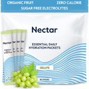 Nectar Hydration Packets - Electrolytes Powder Packets - Sugar Free & 0 Calorie - Organic Fruit Liquid Daily IV Hydrate Sticks for Dehydration Relief & Rapid Rehydration (Grape 18 Pack)