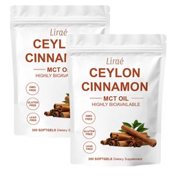 LIRAE Ceylon Cinnamon Ceylon Cinnamon Soft Gels Equivalent with Mct Oil, Highly Bioavailable Herbal Extract | Non-GMO, Gluten Free | 300 Softgel (2)
