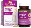 Daily Nouri Hormone Balance Probiotic for Women | Supports Healthy Estrogen, PMS, PCOS, Perimenopause, Vaginal pH, Yeast, Gut Health, Skin & Immunity | 7 Strains + Vegan Omega Oil | 30-Day Supply