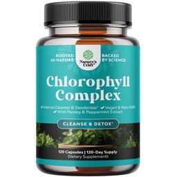 Chlorophyll Capsules for Cleanse and Detox Support - Internal Deodorant Pills for Body Odor with Mint & Parsley Extract Healthy Skin Immunity & Digestive Support - Vegan Non-GMO & Gluten Free (120ct)