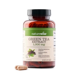 NatureWise Green Tea Extract Capsules 1000 mg - 50% EGCG & 98% Polyphenols - Extra Strength Green Tea Pills - Antioxidants for Heart Health & Energy - Vegan, Non-GMO - 90 Count[45-Day Supply]