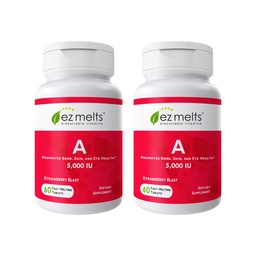 EZ Melts Vitamin A - Skin, Eye & Bone Health Supplement - Supports Healthy Nervous System - No Artificial Flavors - Non-GMO & Vegan - Strawberry Blast - 120 Dissolvable Tablets (120 Servings)