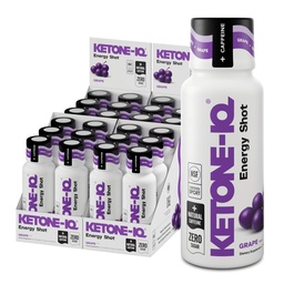 Ketone-IQ Caffeine Performance Energy Shots – Clean Energy for Focus & Endurance, 5g Ketones, 100mg Green Tea Caffeine, B Vitamins, 24 Pack (Grape)