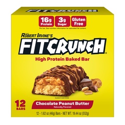 FitCrunch 16g High Protein Baked Bar, Chocolate Peanut Butter, 12ct