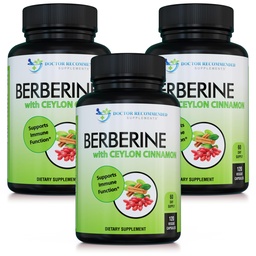 DOCTOR RECOMMENDED SUPPLEMENTS Berberine with Ceylon Cinnamon - 1200mg Berberine & 100mg Organic Ceylon Cinnamon - 120 Veggie Capsules, (Pack of 3)