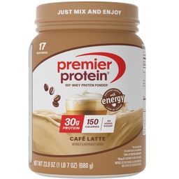 Premier Protein Powder, Café Latte, 30g Protein, 95mg Caffeine for Energy, No Added Sugar, 100% Whey Protein, Keto Friendly, Soy & Gluten Free, 23.9 oz (17 Servings)