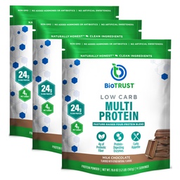 BioTrust Low Carb Protein Powder - Natural and Delicious Whey & Casein Blend from Grass-Fed Hormone Free Cows - Non GMO, Soy Free, Gluten Free, Hormone Free (Chocolate, 3-Pack)