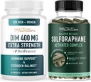 Sulforaphane Complex & 400mg DIM Supplement for Enhanced Estrogen Balance for Women | Advanced Microbeadlet Hormone Balance Supplement (60 Servings) with Extra Strength DIM (90 Servings)