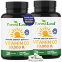 ForestLeaf - Vitamin D3 IU Weekly Supplement - Vitamin D Capsules for Bones, Teeth, and Immune Support - Easy Swallow Pure Vitamin D3 Caps (50,000 IU - 120 Count - 2 Pack)