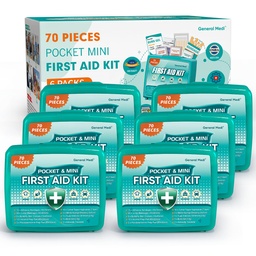 General Medi 420 Piece First Aid Kit, 6 Individual Boxes of 70 Items Each - Contains Premium Medical Supplies for Travel, Home, Office, Vehicle, Camping, Workplace & Outdoor (420 pcs, 6 Pack)