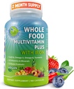 Vegan Whole Food Daily Multivitamin with Iron, Methylated Multivitamin for Women and Men, Made with Fruits & Vegetables, B-Complex, Probiotics, Enzymes, CoQ10, Omegas, Turmeric, Non-GMO, 180 Count