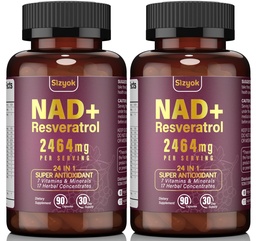 NAD Resveratrol Supplement 2464mg, Liposomal NAD Supplement with Resveratrol for Women and Men, NAD Plus Boosts NAD+ Levels, Energy Anti-Aging, 2Pack