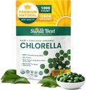 Sunlit Best USDA Organic Premium Chlorella Tablets 1000 Count | 100% Pure Chlorella Superfood Supplement High in Protein, Chlorophyll, Vitamins, & Minerals | Supports Good Health, Wellbeing