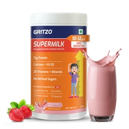 Gritzo SuperMilk Growth+ (10-12y Girl), Strawberry Swirl, 400g