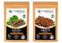 Naturals Organic Giloy Dried Sticks Powder 100g + Arjun Chhal Powder 100g Combo | Guduchi (Tinospora Cordifolia) Stem & Terminalia Arjuna Bark | Pure Natural Ayurvedic Herbs | Chemical-Free | Herbal Tea, Kadha & Decoction Ingredients (Pack of 5)