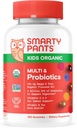 SmartyPants Organic Kids Multivitamin Gummies: Probiotics, Omega 3 (ALA), Vitamin D3, C, Vitamin B12, B6, A, K & Zinc for Immune Support, Biotin, Three Fruit Flavors, 120 Count (30 Day Supply)