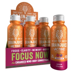 BrainJuice Brain Support Shot, Gluten Free Supplement Shots for Energy & Focus, Healthy Drinks with Alpha GPC, Vitamin B, 2.5 fl oz, 12 Pack (Active Pomegranate Acai)