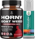 Bundle of Horny Goat Weed for Men - Extra Strength Male Supplement, and Lidocaine Desensitizing Topical Spray Climax Control for Longer Lasting Performance - Boost Endurance and Stamina Fast Acting