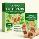 UCRAVO 40 Pcs Foot Pads Premium Herbal Detox Patches for Pain, Unwanted Toxin Removal & Overnight Foot Care Detox Foot Adhesive Patches Natural Foot Pads for Swelling, Stress, Odor & Energy Boost