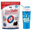 WILD BUCK SlimShake Meal Replacement Shake, High Protein Weight Loss & Lean Meal Shake, Low Carb Protein Blend, Rich in 12 Vitamins & 10 Minerals, Weight Control & Management Protein Shake 15g Protein, 4.1g Dietary Fiber & Digestive Enzymes | Fat Burning Meal Replacement Shake for Men and Women [Chocolate Cream, 500g] Free Shaker