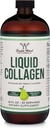 Double Wood Supplements Liquid Collagen - 2500mg of Hydrolyzed Bovine Collagen (Type 1, 3 and Grassfed) - 32 Servings - for Women and Men - 30 mcg of Biotin - Sugar Free Pear Flavor