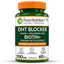 Pure Nutrition DHT Blocker with Biotin Capsules for Hair growth | Biotin Supplement with Hyaluronic Acid | DHT Blocker Capsules Supports Hair Growth, Scalp & Skin Health for Men & Women - 60 Capsules