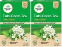 A TATA Product - Organic India Tulsi Green Tea Jasmine - 25 Tea Bags, Certified Organic, Stress Relief, Mood Uplifting, Antioxidant Power, Soothing Jasmine Blend (Pack of 2)