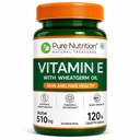 Pure Nutrition Vitamin E Capsule 510mg with Wheatgerm Oil – 120 Liquid Fill Capsules | Vit E Capsule for Face, Immunity & Heart Health | Natural Antioxidant Vitamin E Supplement