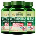 Vlado's Himalayan Organics Methylcobalamin Vitamin B12 1500mcg Supplement for Men & Women - 270 Veg Tablets (Pack of 3)
