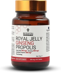 Bee and You Ginseng Tablets with Royal Jelly and Bee Propolis Natural Antioxidant Energy and Immune Support Supplement for Athletes 1.05 Ounce