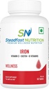 Steadfast Nutrition Iron Tablets – Fortified with Vitamin C, Biotin & 8 Essential B Vitamins for Anaemia Relief & Hair Health – 60 Count (56g)