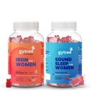 Gytree Iron & Sleep Gummies for Women | SunActive Fe for Haemoglobin & Immunity | Melatonin & Ashwagandha for Restful Sleep & Stress Relief | Pregnancy Safe, Non-Addictive | 100% Vegan | Pack of 30+30
