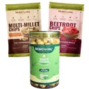 Munchora Healthy Snack Combo – Multi Millet Chips, Beetroot Chips & Zesty Pudina Makhana | Roasted, Not Fried | No Maida, No Palm Oil | Low Calorie Diet Snacks | High Fiber | 3 Pack Combo