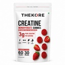 THEKORE Creatine Gummies | Creatine Monohydrate 3g per Serving | Sugar Free | 60 Gummies | 30 Servings | Strawberry Flavour | Chewable Creatine Supplement for Muscle Strength & Performance