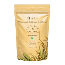 Earthful Honest Plant Protein | 24g Protein/Serving & 4.9g BCAAs | For Weight Management, Energy, Muscle Support & Recovery | Made with Pea & Brown Rice | Unflavoured - 504g