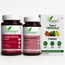 Liver Detox & Cleansing Pack | Herbal Liver Detox Capsules, Milk Thistle & Triphala Powder | Ayurvedic Liver Cleanse, Fatty Liver Support, Detox Supplement for Men & Women
