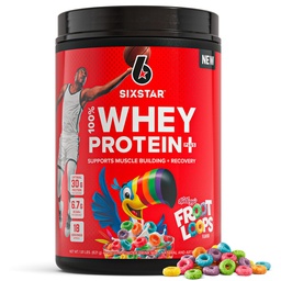 Six Star Whey Protein Powder Plus - Muscle Building & Recovery Formula with Whey Isolate Powder, BCAAs, 30g Protein, Immune Support - Post-Workout Supplement - Kellogg’s Froot Loops Flavor, 1.8 lbs