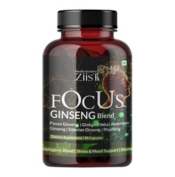 FOCUS Ginseng Blend 1200mg - 90 Capsules for Men & Women | Panax, Ginkgo Biloba, American & Siberian Ginseng, Rhodiola – Herbal Cognitive Support