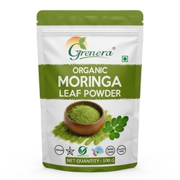 Grenera Organic Moringa Powder 100g, Moringa Leaf Powder (Sahjan/Drumstick), Certified Organic, Pure Shigru Powder