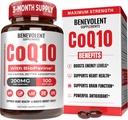 Benevolent Pure CoQ10 200mg Softgels with BioPerine® for Max Absorption, Ubiquinone Coenzyme Q10 Supplement for Heart Health, Energy Production, Healthy Aging & Antioxidant Support, 100 Softgels