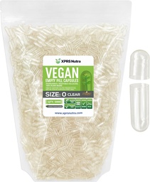 XPRS Nutra Size 0 Empty Capsules - 5000 Count Clear Empty Vegan Capsules - Vegetarian Pills - DIY Vegetable Capsule Filling - Veggie Pill Caps for Do-It-Yourself Supplements
