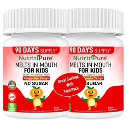 Chewable Iron Supplements for Kids (Ferronyl®/Carbonyl Iron 9 mg with Vitamin C 30 mg) Tablet in Tangerine Tango Orange Flavor Kids Supplement 90 Count (2 Bottles)