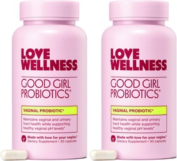Love Wellness Good Girl Probiotics | Women’s Vaginal Health & pH Balance Supplement | 9-Strain Probiotic for Urinary Tract, Yeast, Odor & Immune Support | Gluten-Free | 60 CT, 60-Day Supply